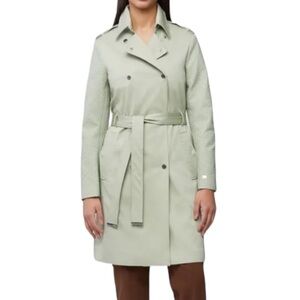 SOIA & KYA North-SF stretch cotton belted trench coat sage green rain coat